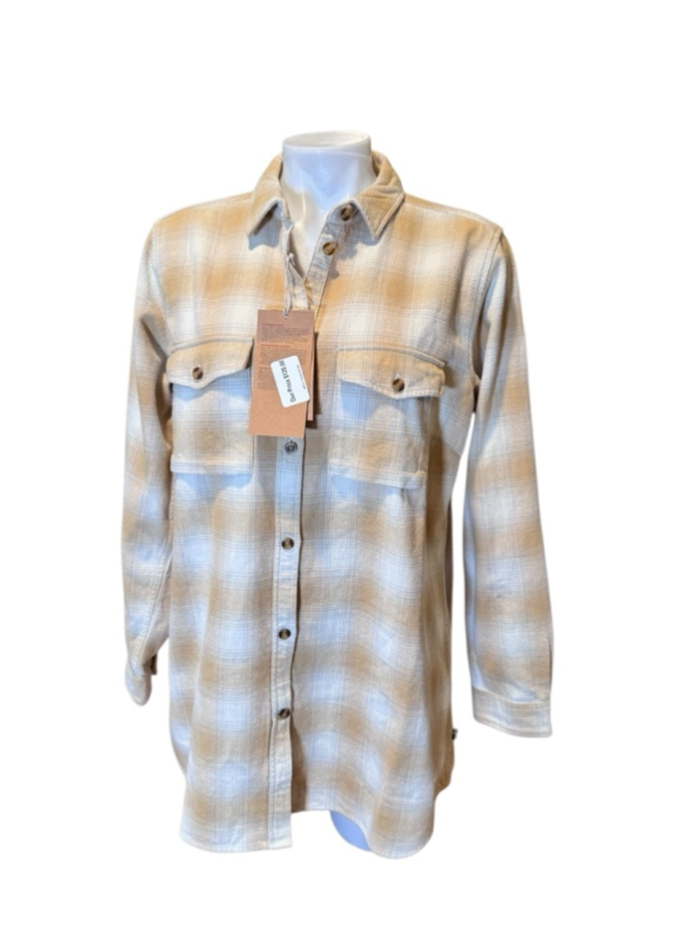 Women's Fjallraven Övik Twill Shirt Size L Chalk White-Dune Beige h18